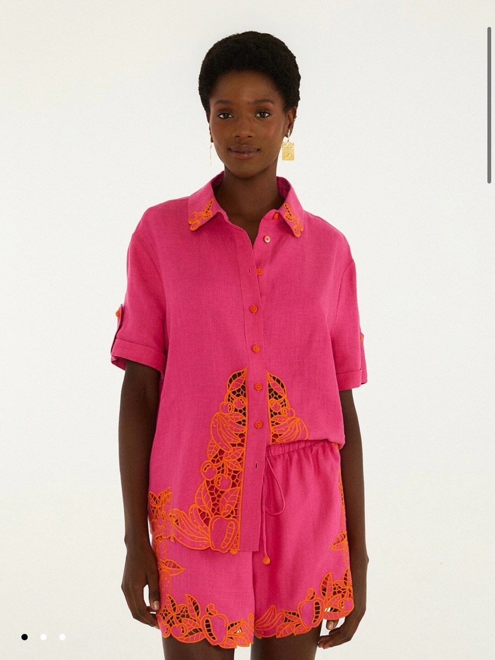 Farm Rio Pink Fruit Richelieu Artisanal Shorts and shirt set